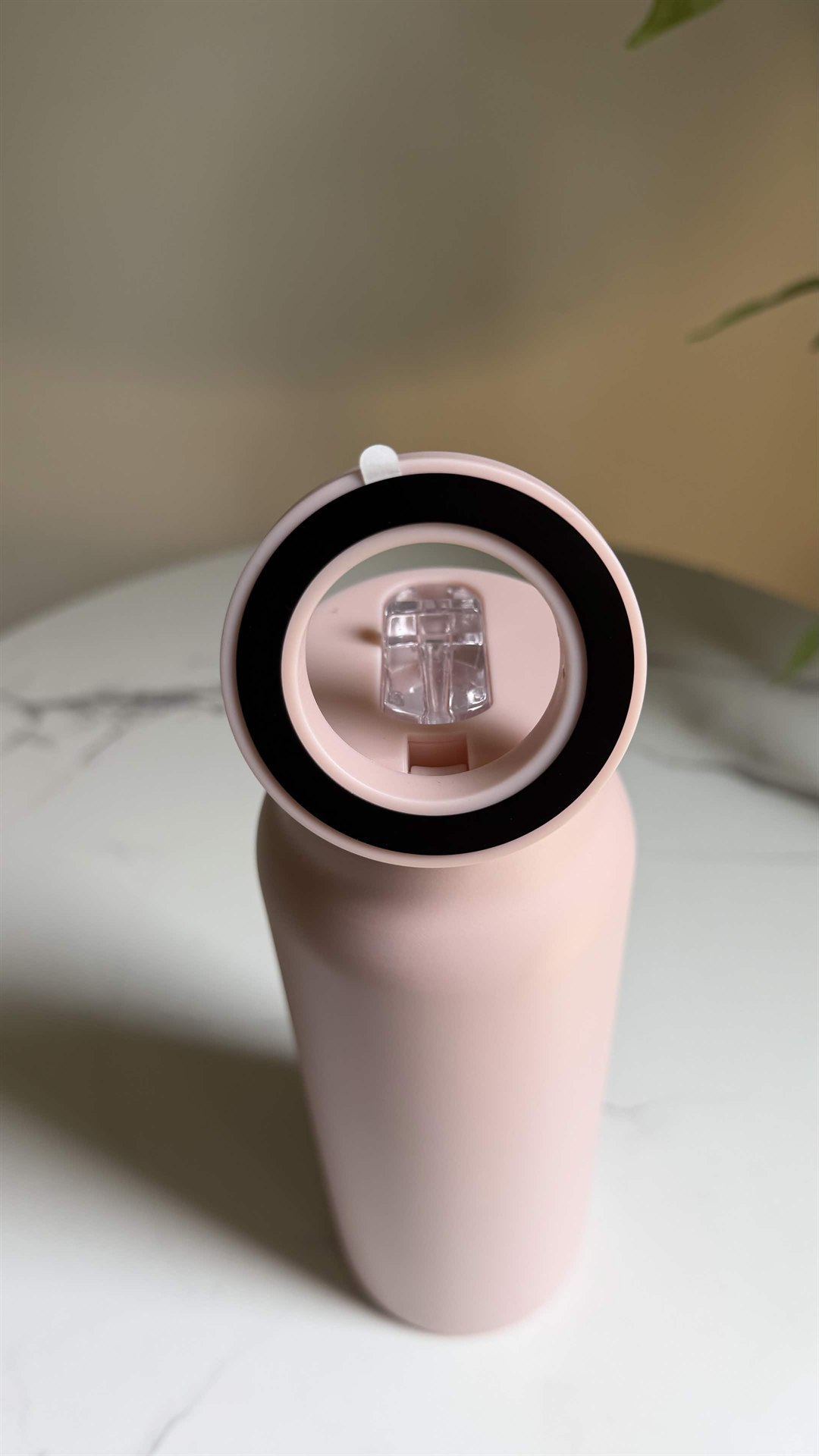 Black MagSafe adapter ring resting on the pink SANNI bottle lid